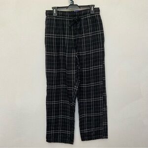 NWT Fruit of the Loom Black, Grey Plaid 100% Cotton Flannel Sleep Pants Size Med